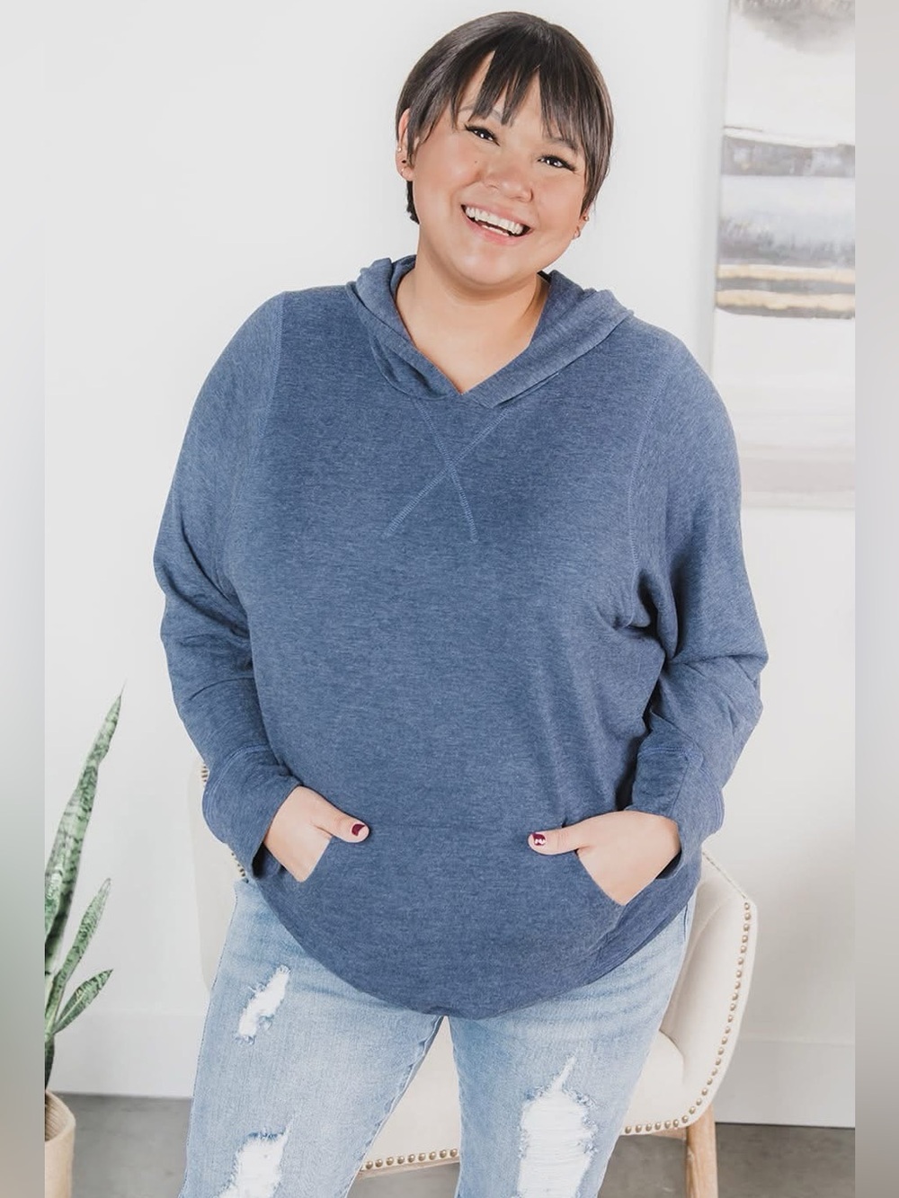 Christie Hooded Sweatshirt 🍒 Denim Blue, Size XS/S *fits very loosely